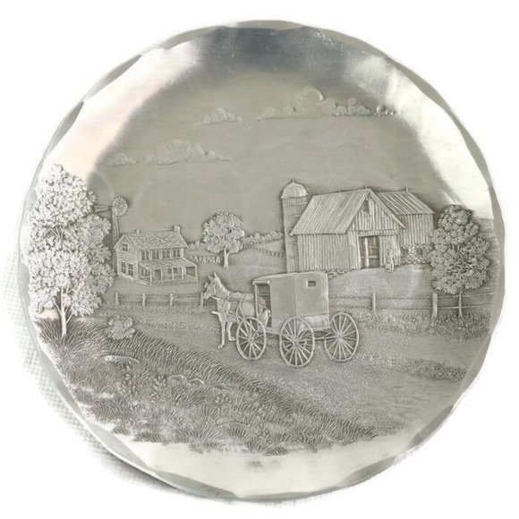 Wendell August Forge Coasters Amish Horse Coming Home Fall Harvest Aluminum - Picture 2 of 12